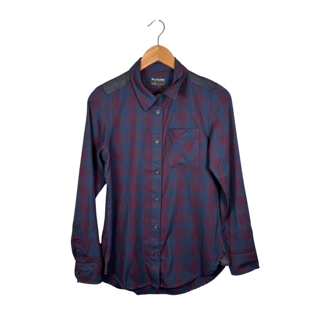 Flylow Gear Shirt Womens Size Small Purple Blue Plaid‎ Flannel Outdoor Western